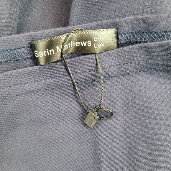 Sarin Mathews Junior's L Navy Off Shoulder Hi Low Dress Short Sleeve Homecoming - Picture 3 of 4